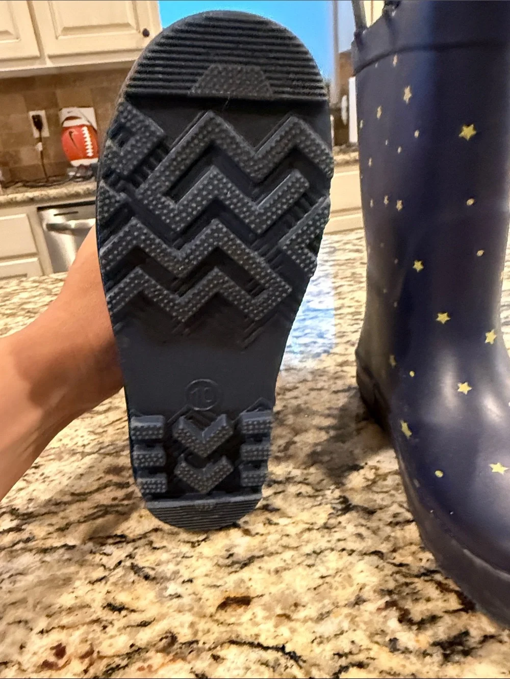 Cat & Jack Navy Rain Boots with Bright Yellow Lining